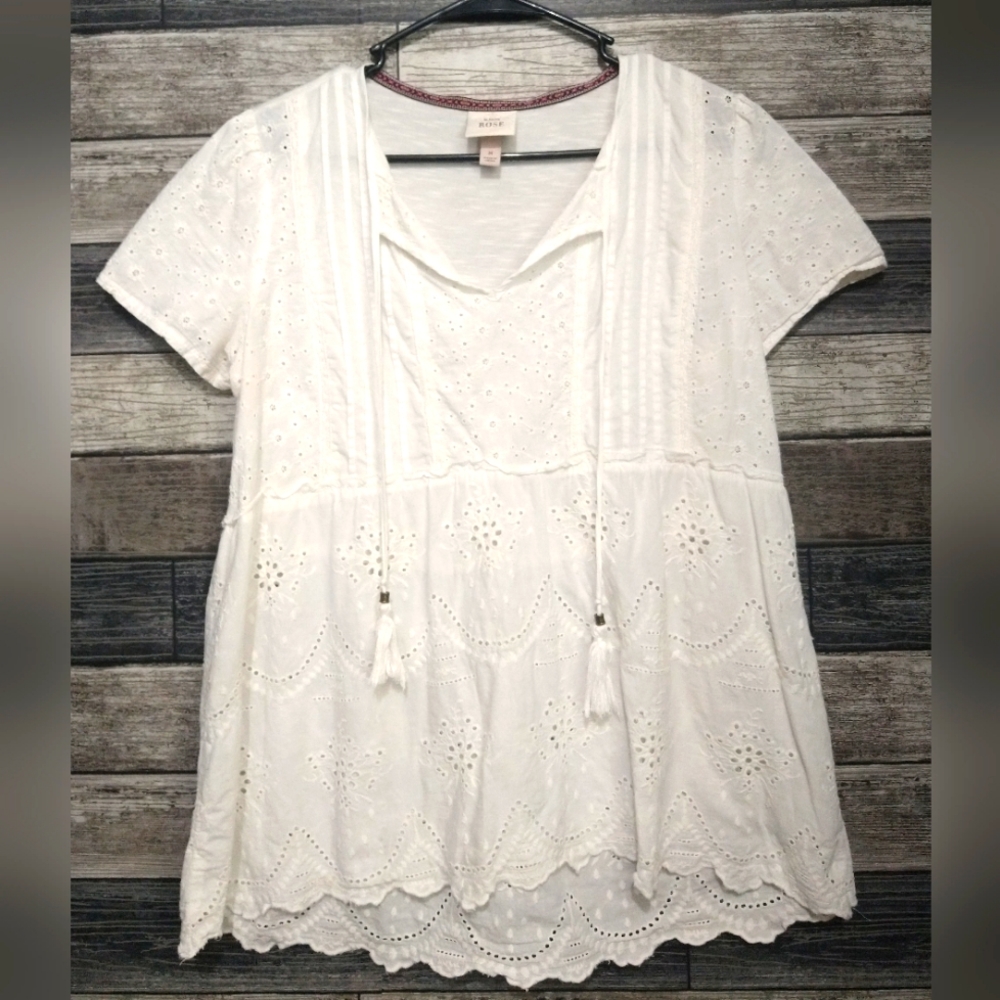 Knox Rose white blouse short sleeve size M